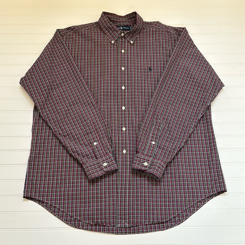 Ralph Lauren Red Plaid Button Down Mens Extra Large
